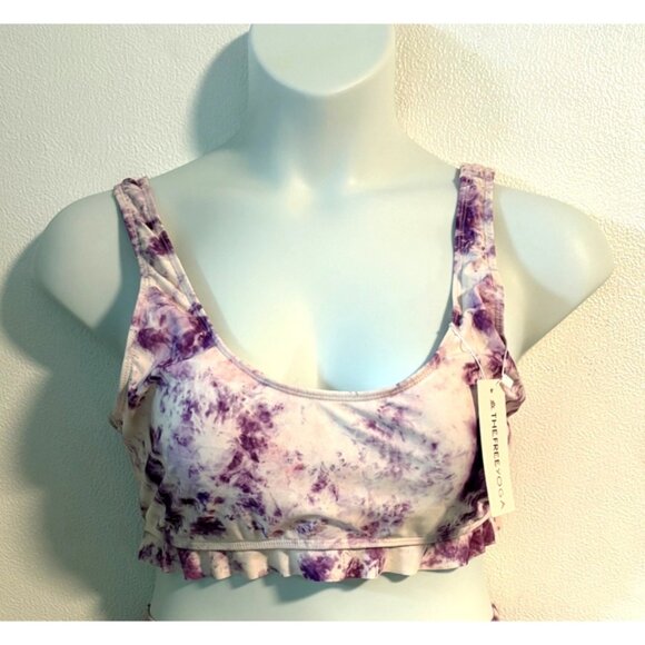 Tie Dye Purple Ruffle Edge Bikini Swim Top Size 2XLThe Free Yoga Beach Pool New - Picture 1 of 6